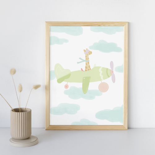 Giraffe in the Clouds — Children's Wall Art Print