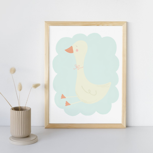Aqua Scallop Goose Print