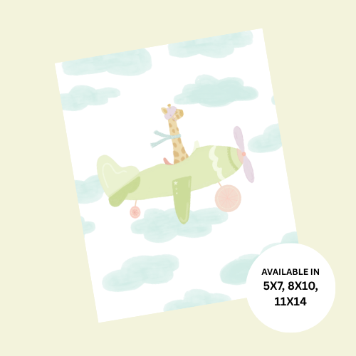 Giraffe in the Clouds — Children's Wall Art Print