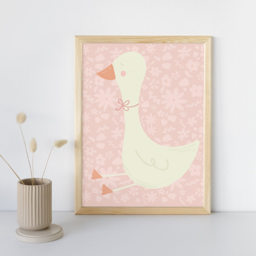 Pink Floral Goose Print