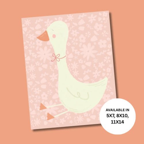 Pink Floral Goose Print