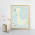 Blue Floral Goose Print