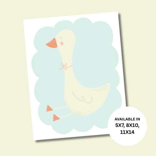 Aqua Scallop Goose Print
