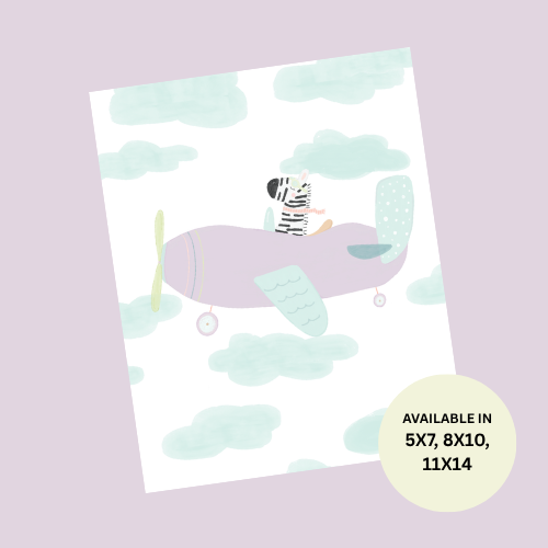 Zebra in the Clouds — Children's Wall Art Print