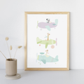 Animals in the Clouds: Goose, Zebra, and Giraffe — Children's Wall Art Print
