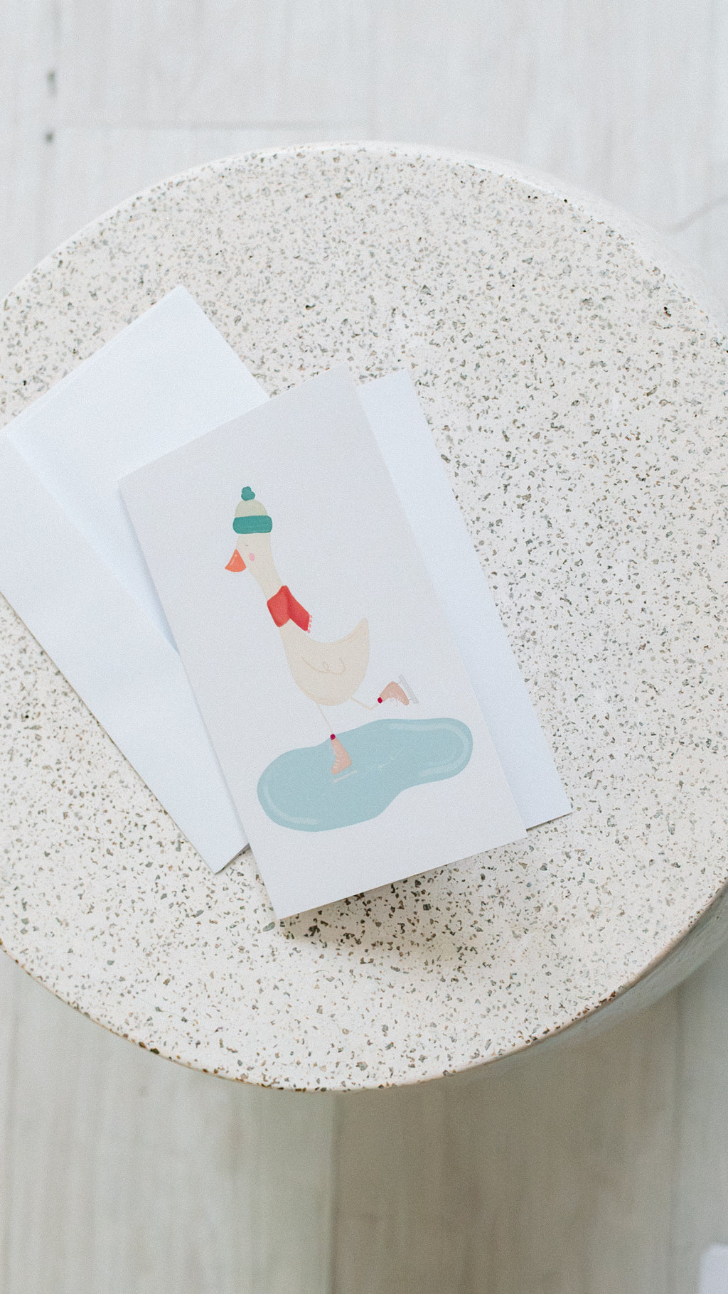 Ice Skater Goose Card
