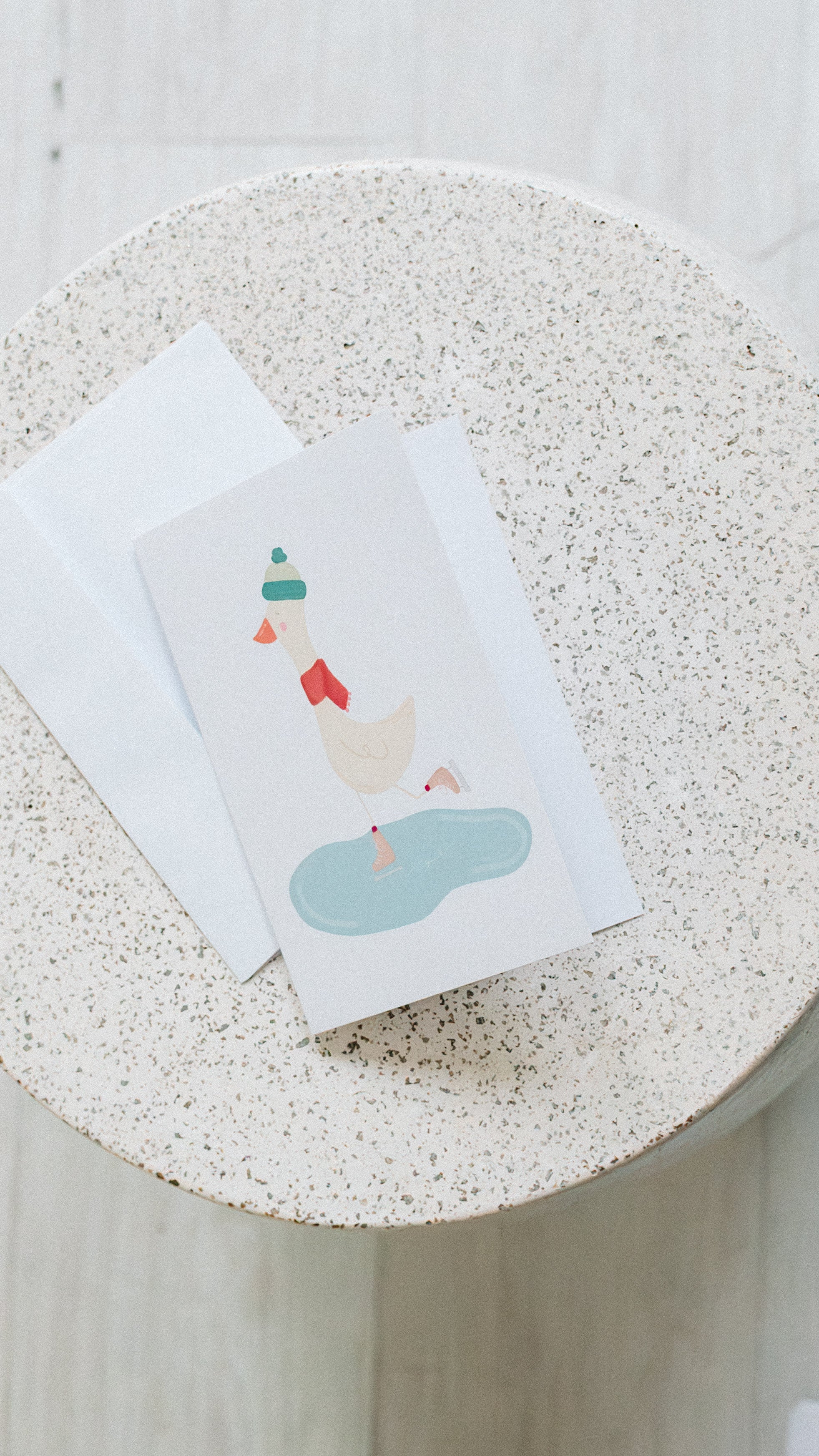 Ice Skater Goose Card
