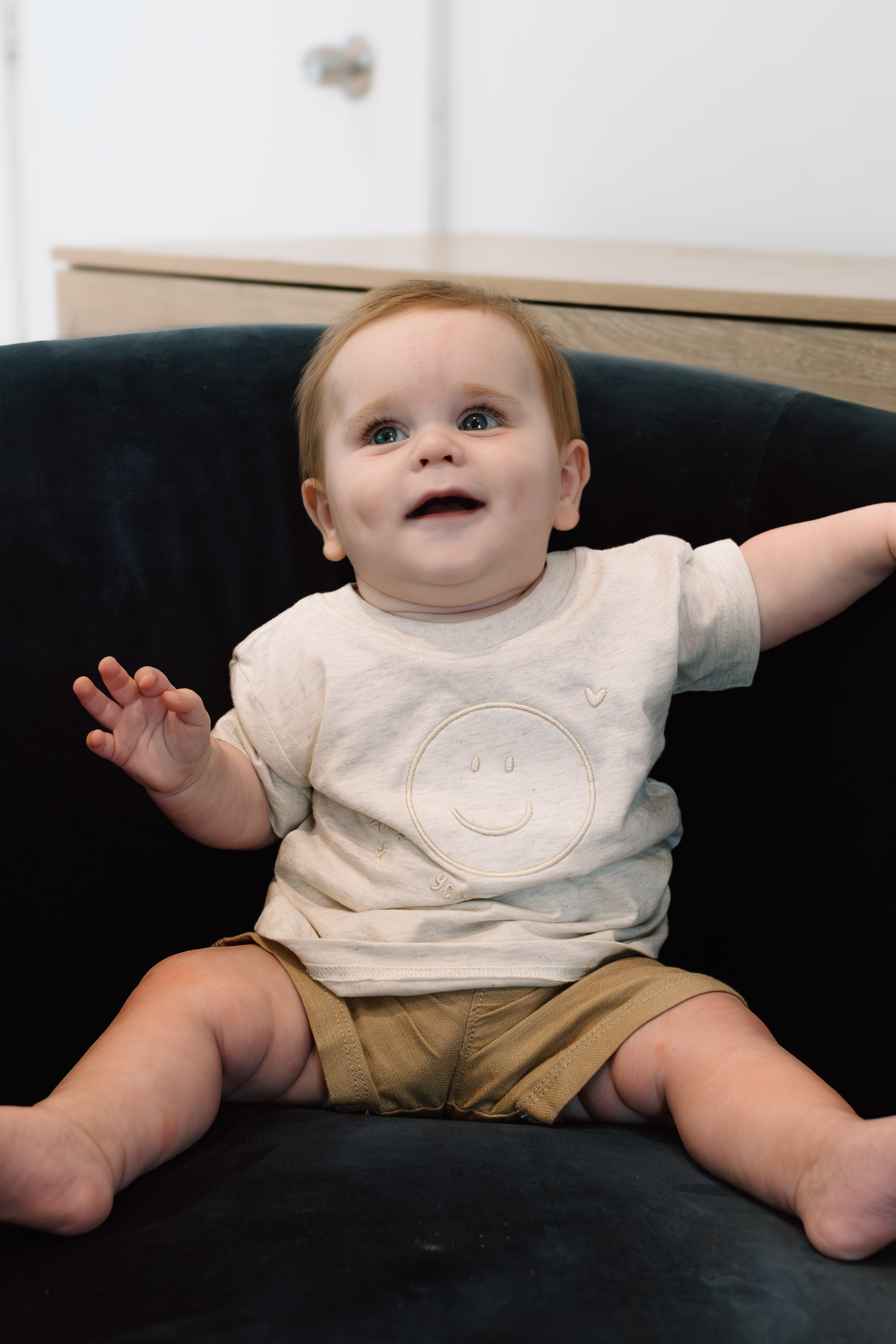 "You Make Me Beyond Happy" Toddler and Kids Ivory Heather Tee