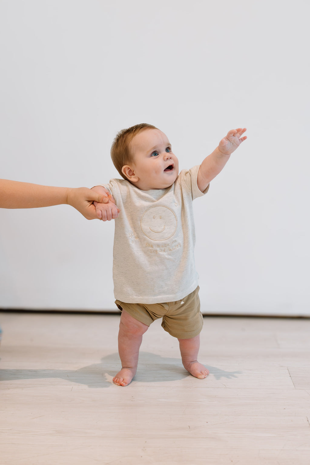 "You Make Me Beyond Happy" Toddler and Kids Ivory Heather Tee