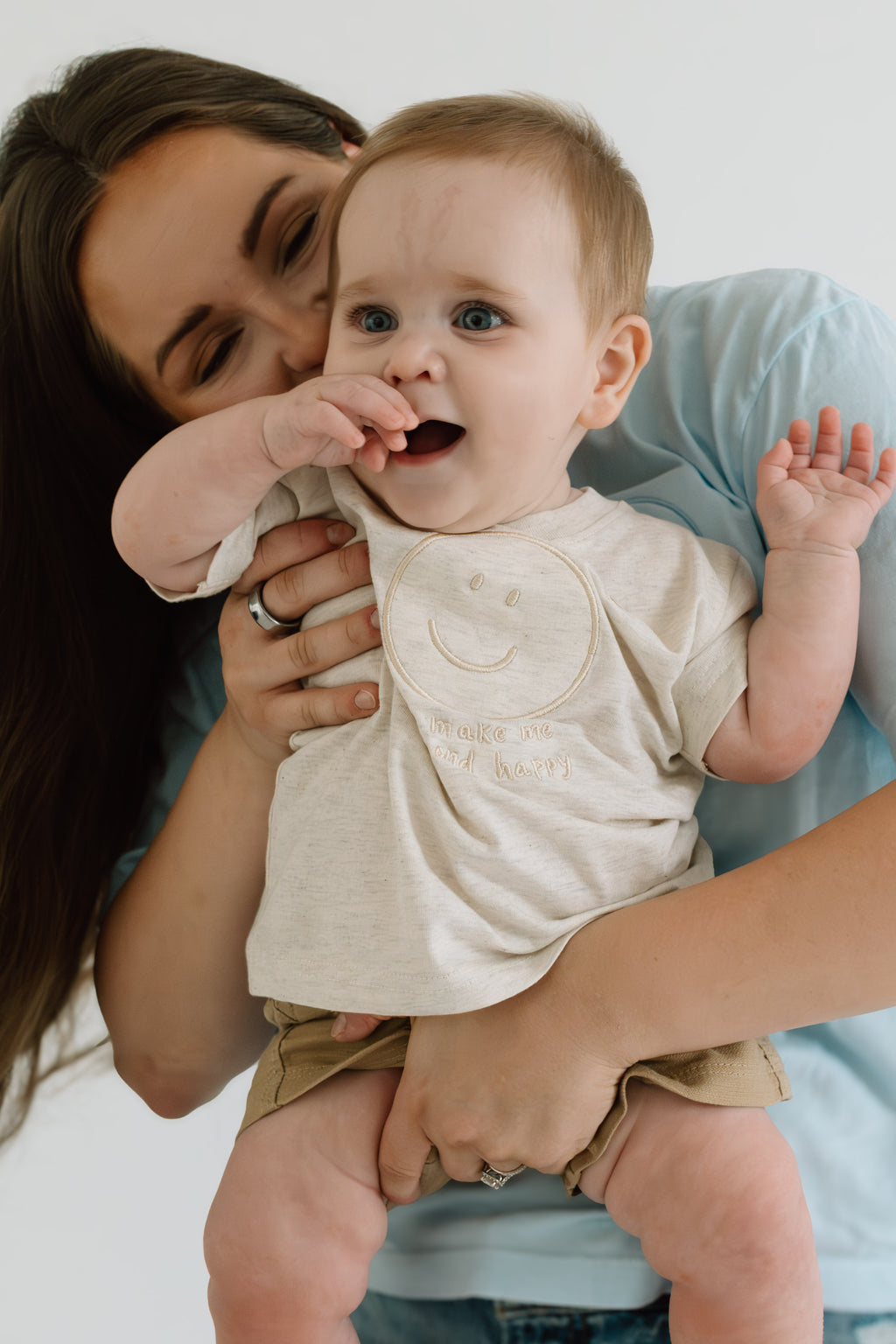 "You Make Me Beyond Happy" Toddler and Kids Ivory Heather Tee