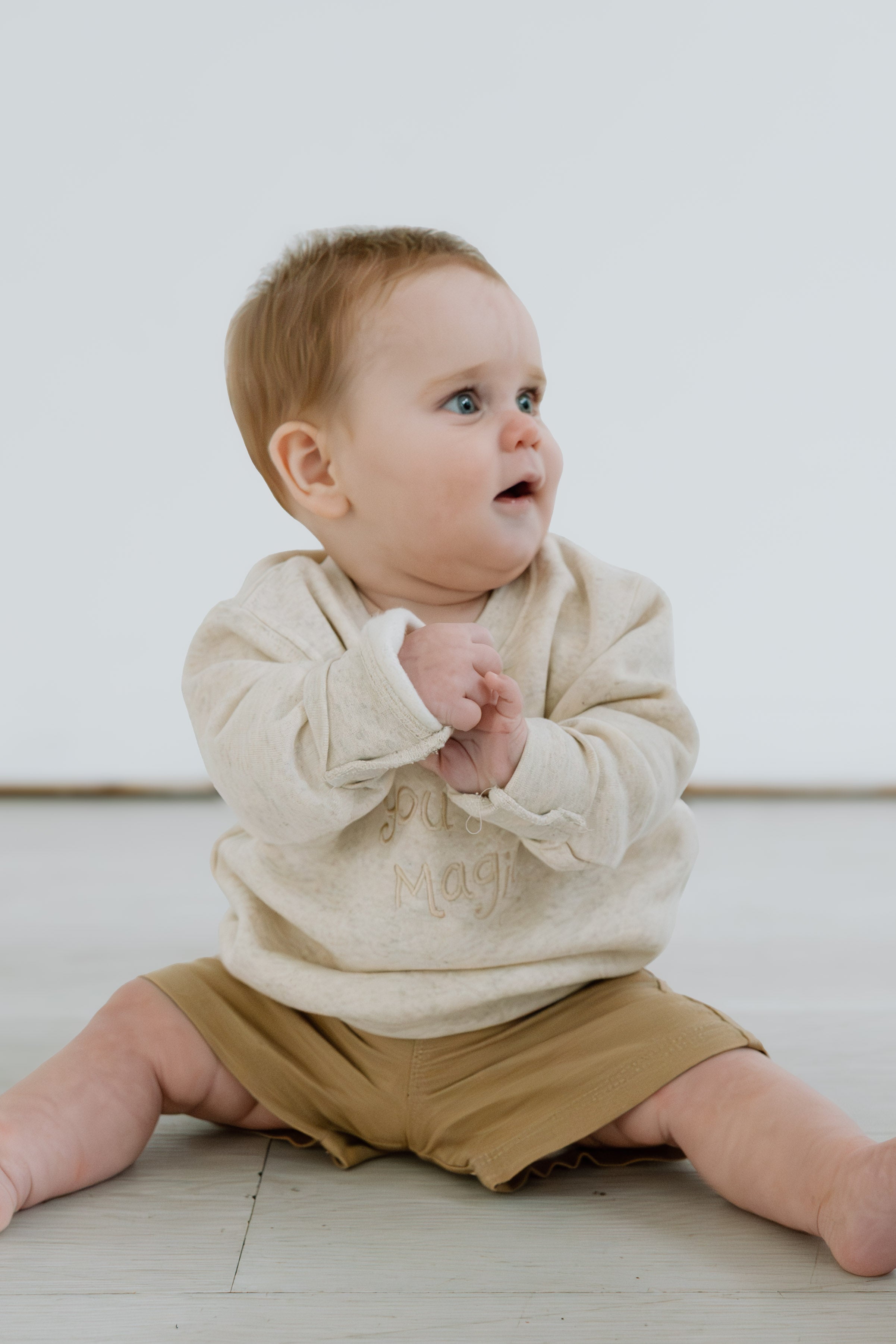 "You Are Magic" Embroidered Kids Crew Neck - Natural Heather