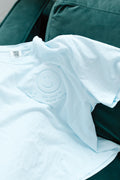 "You Make Me Beyond Happy" Embroidered Boxy Light Blue Women's Tee