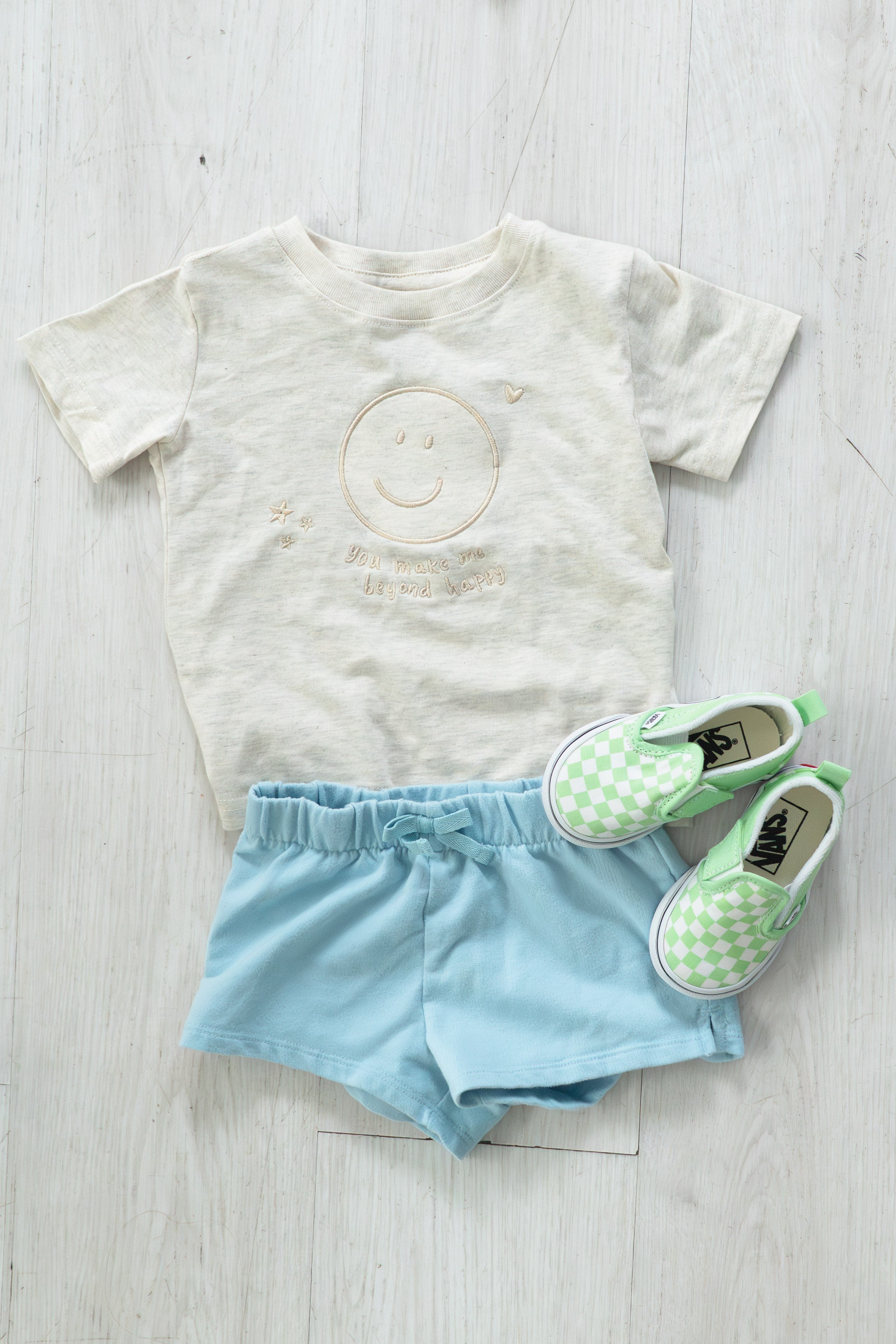 "You Make Me Beyond Happy" Toddler and Kids Ivory Heather Tee