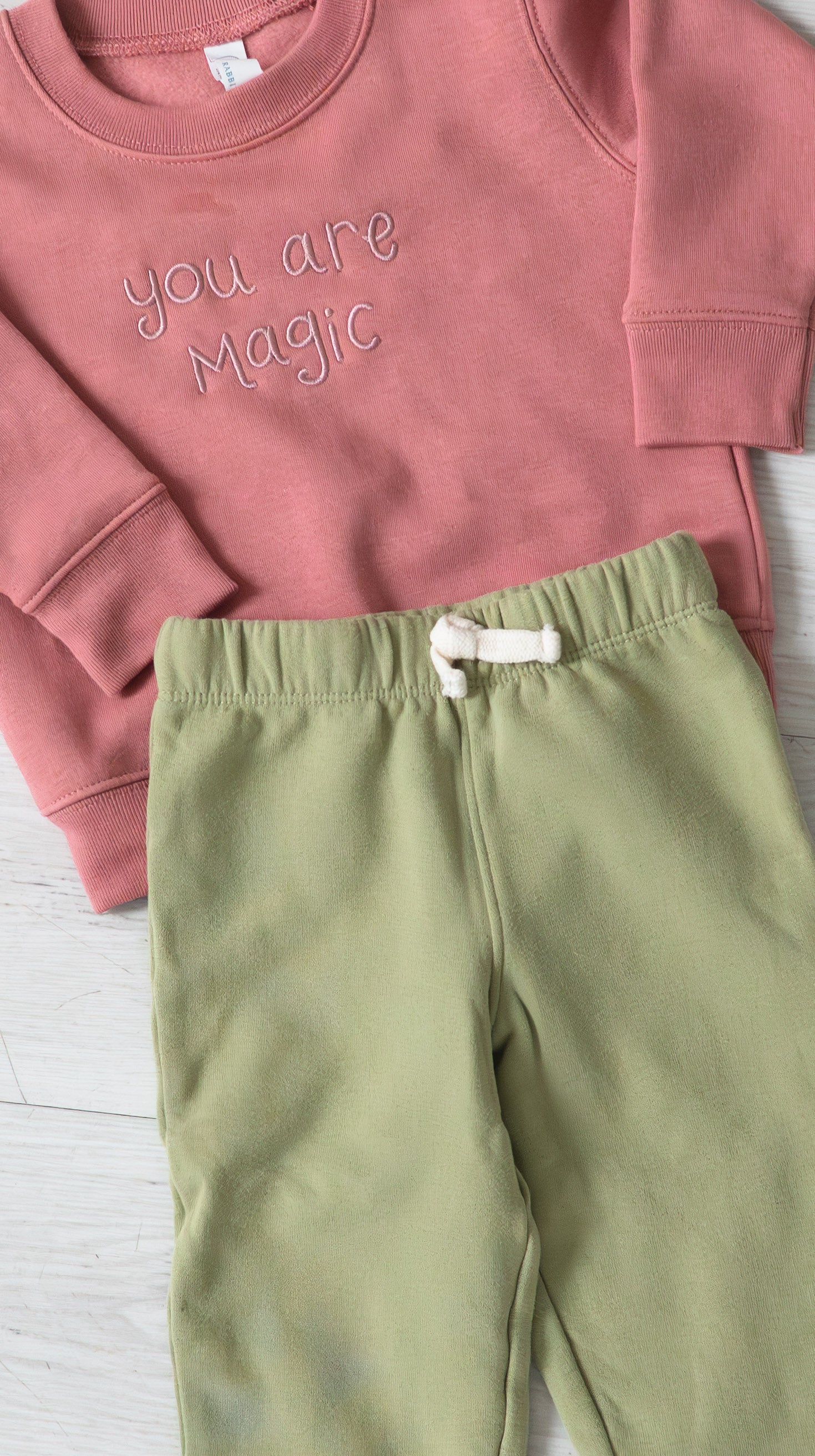"You Are Magic" Embroidered Kids Crew Neck - Mauve
