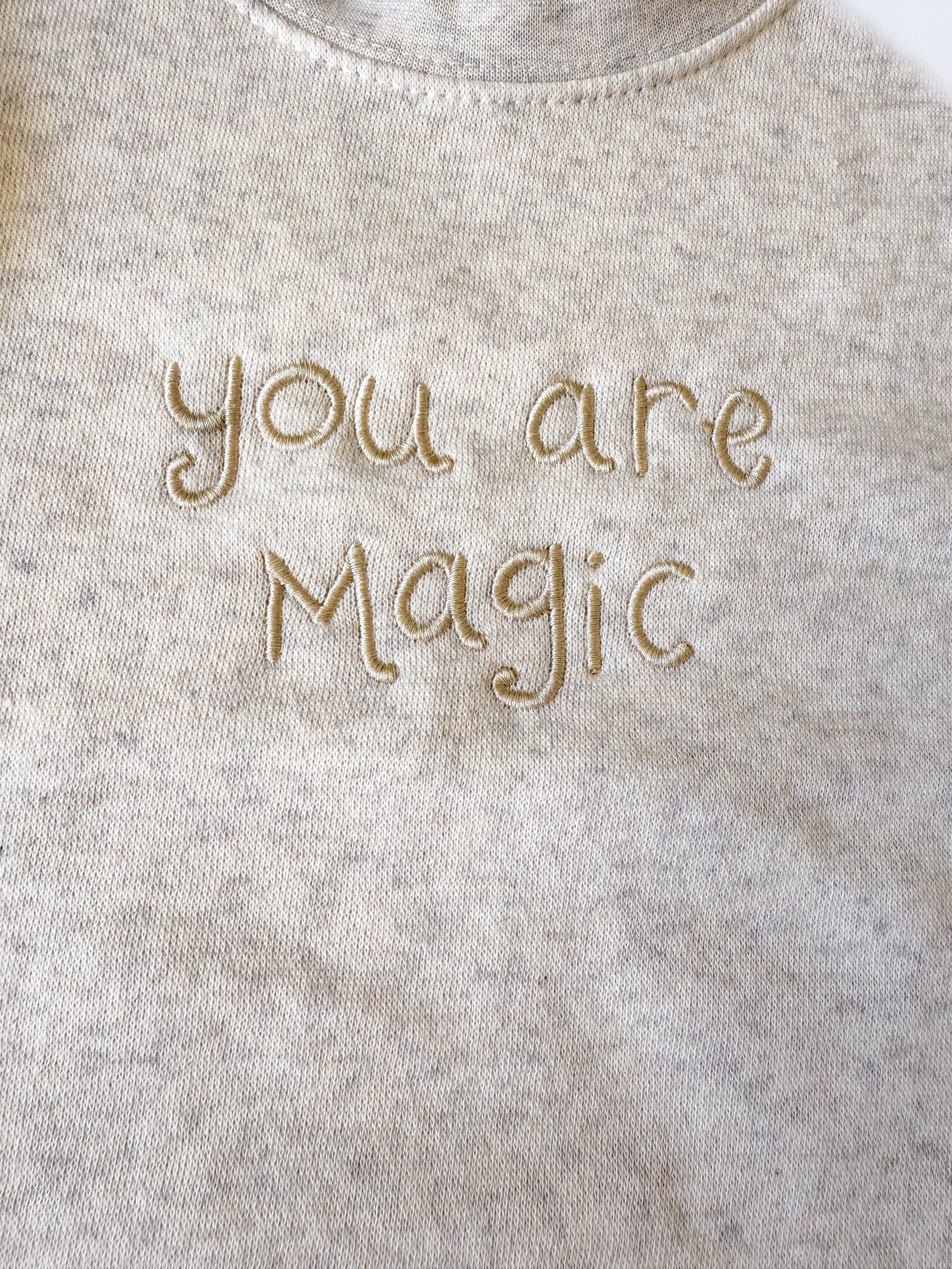 "You Are Magic" Embroidered Kids Crew Neck - Natural Heather