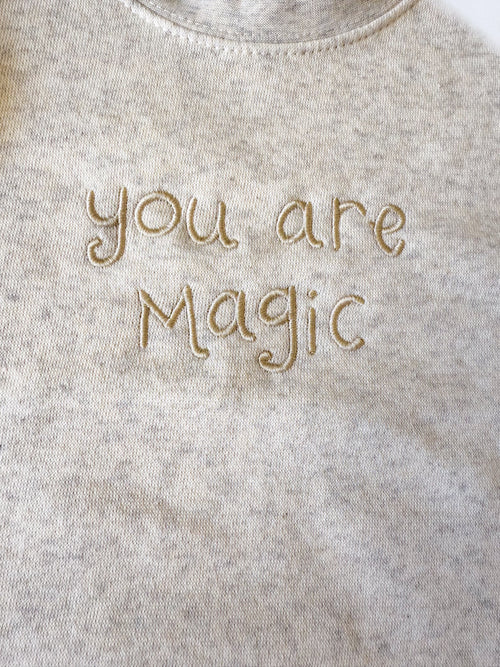 "You Are Magic" Embroidered Kids Crew Neck - Natural Heather