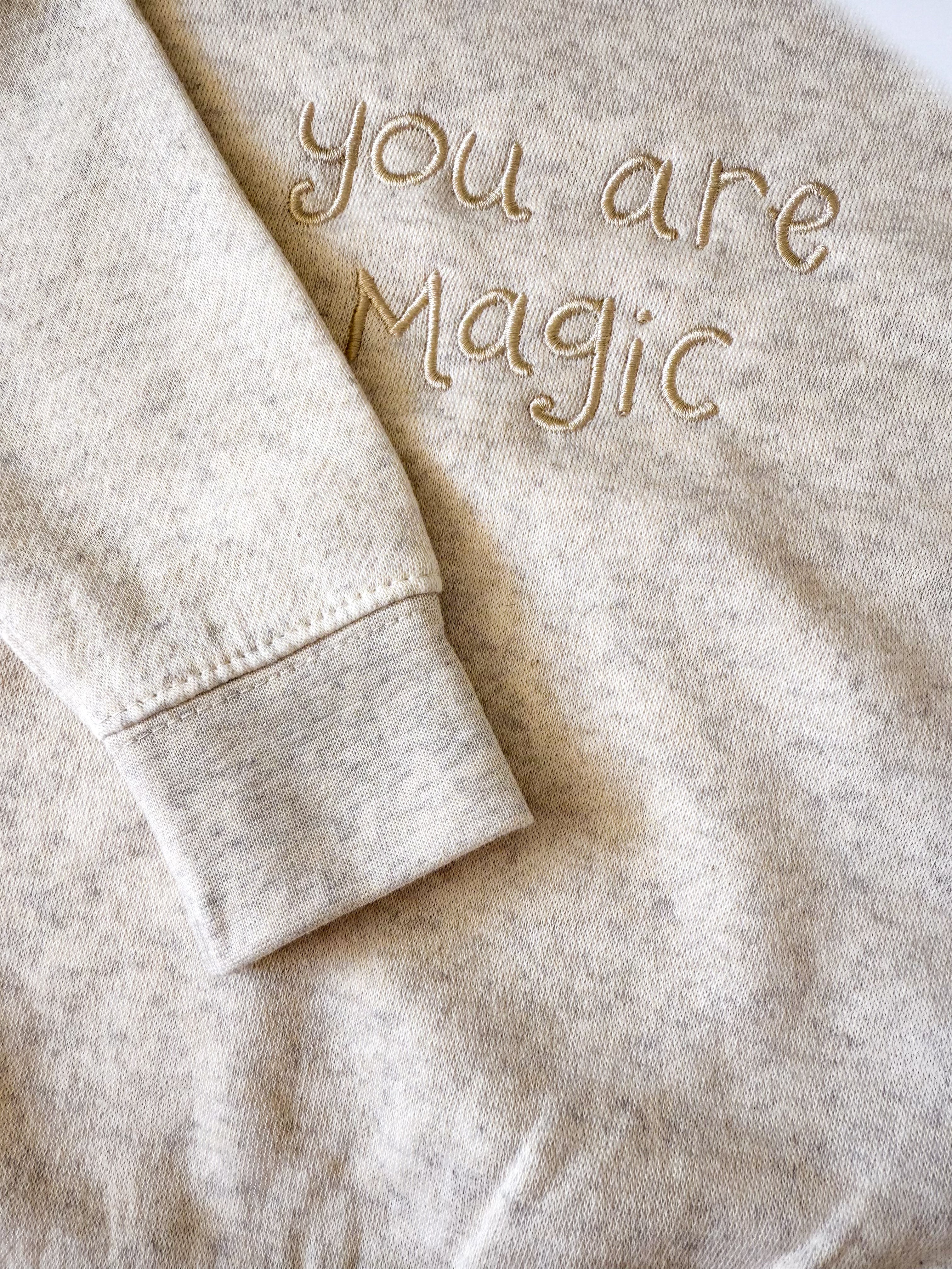"You Are Magic" Embroidered Kids Crew Neck - Natural Heather