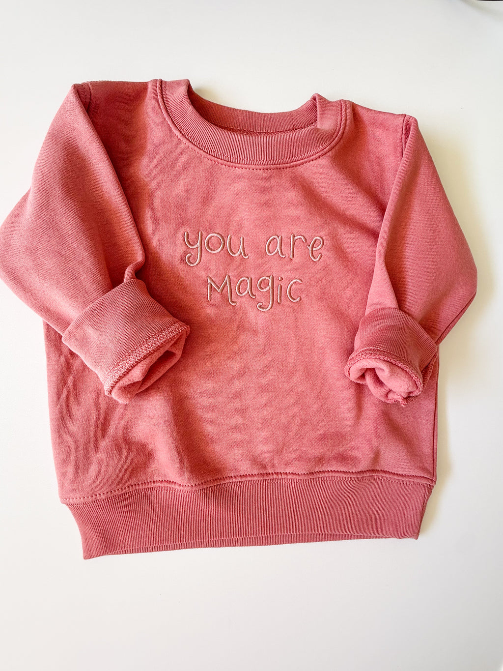 "You Are Magic" Embroidered Kids Crew Neck - Mauve