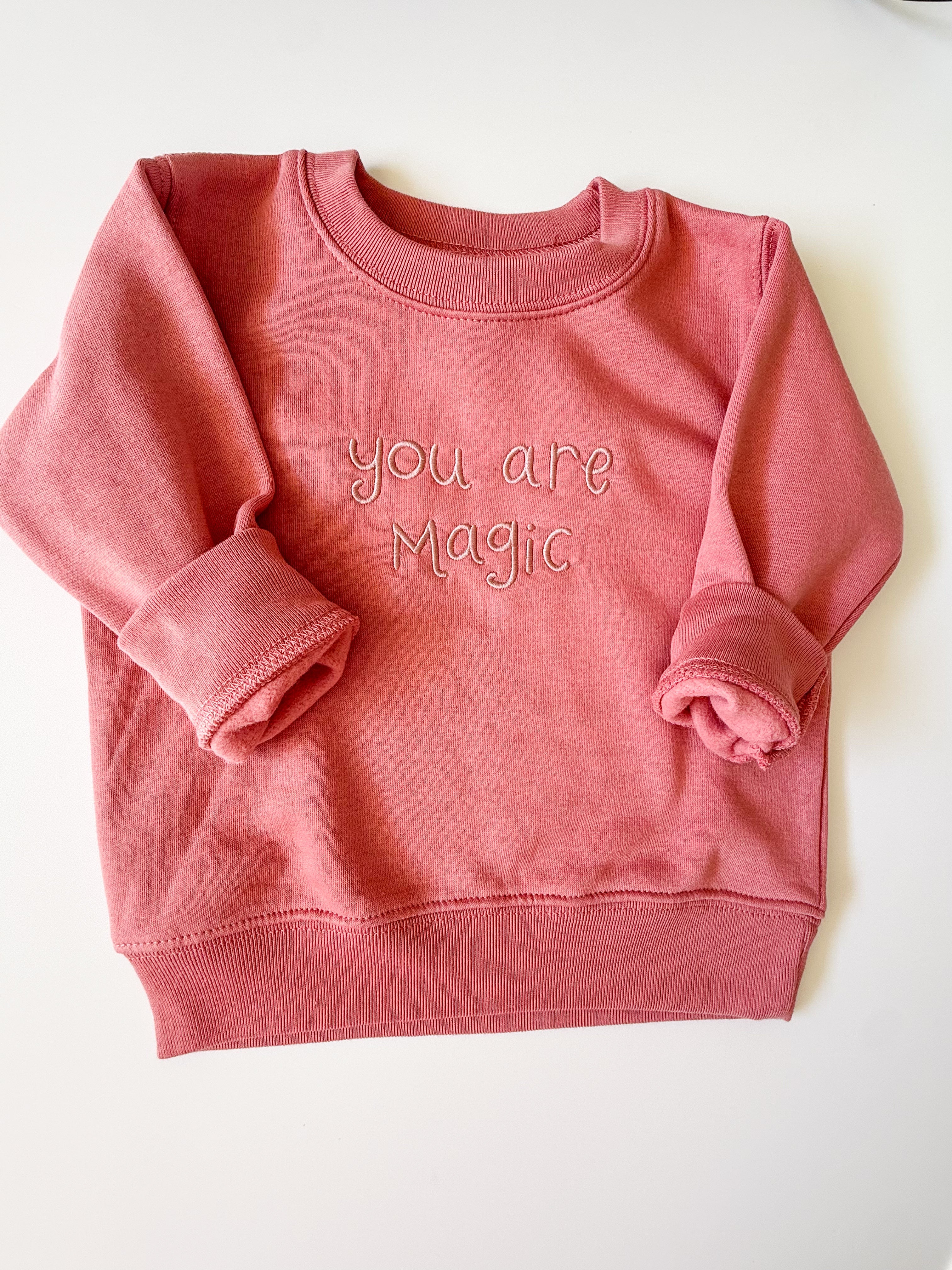 "You Are Magic" Embroidered Kids Crew Neck - Mauve