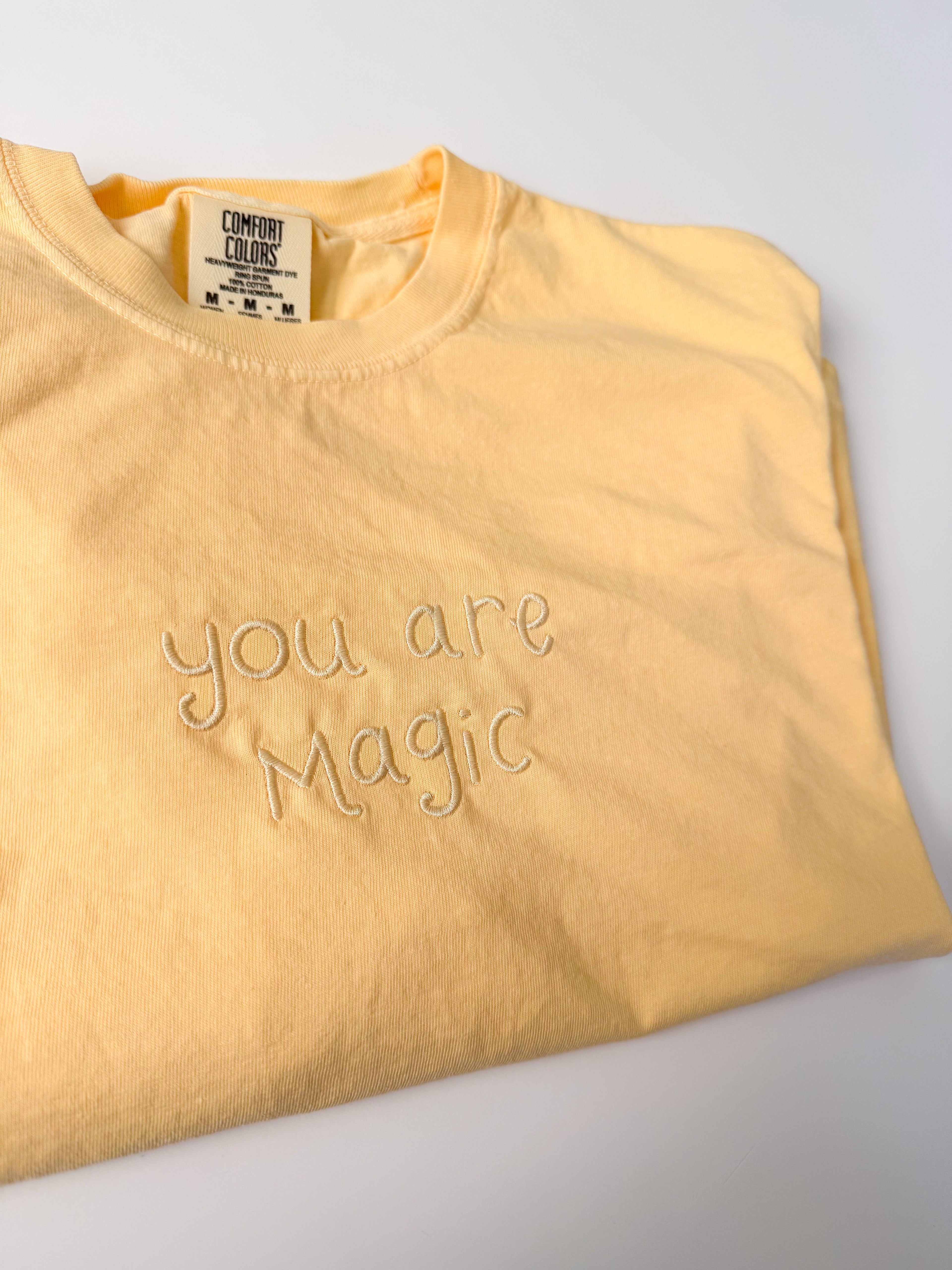 "You Are Magic" Embroidered Boxy Butter Yellow Women's Tee
