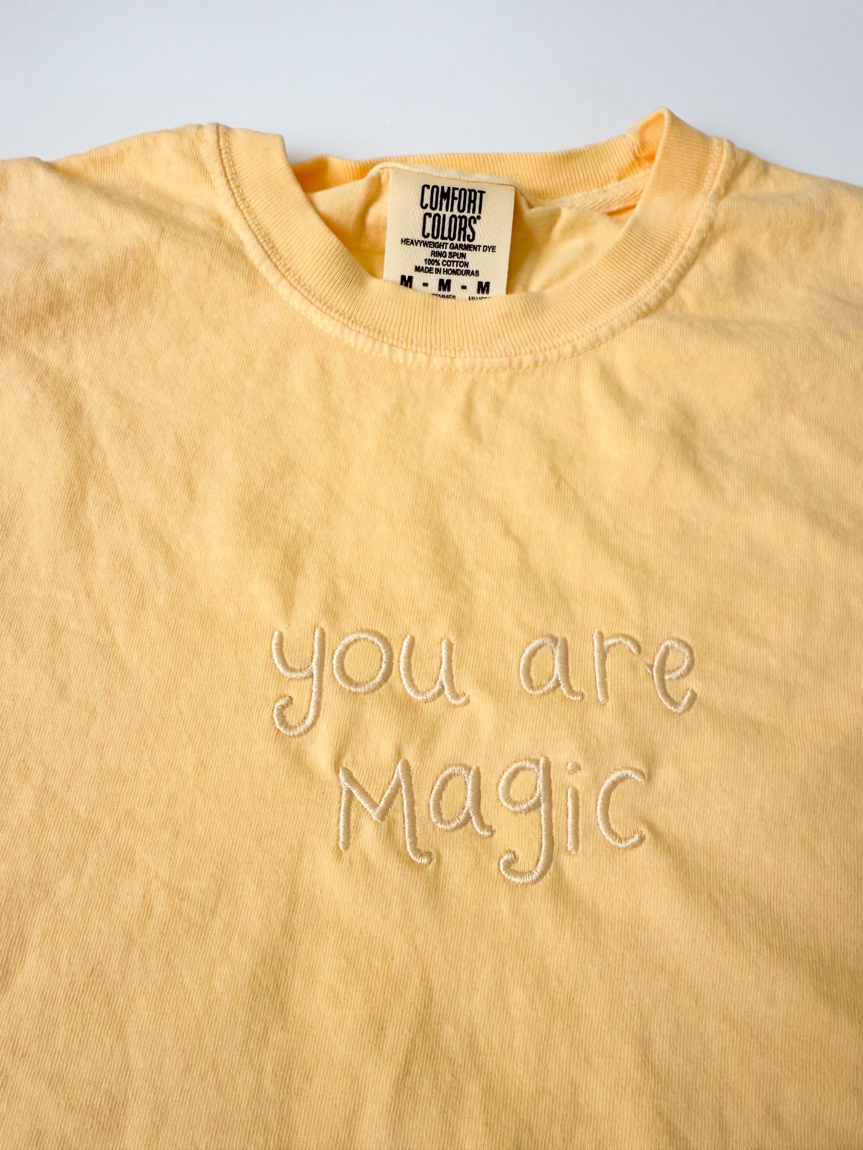 "You Are Magic" Embroidered Boxy Butter Yellow Women's Tee