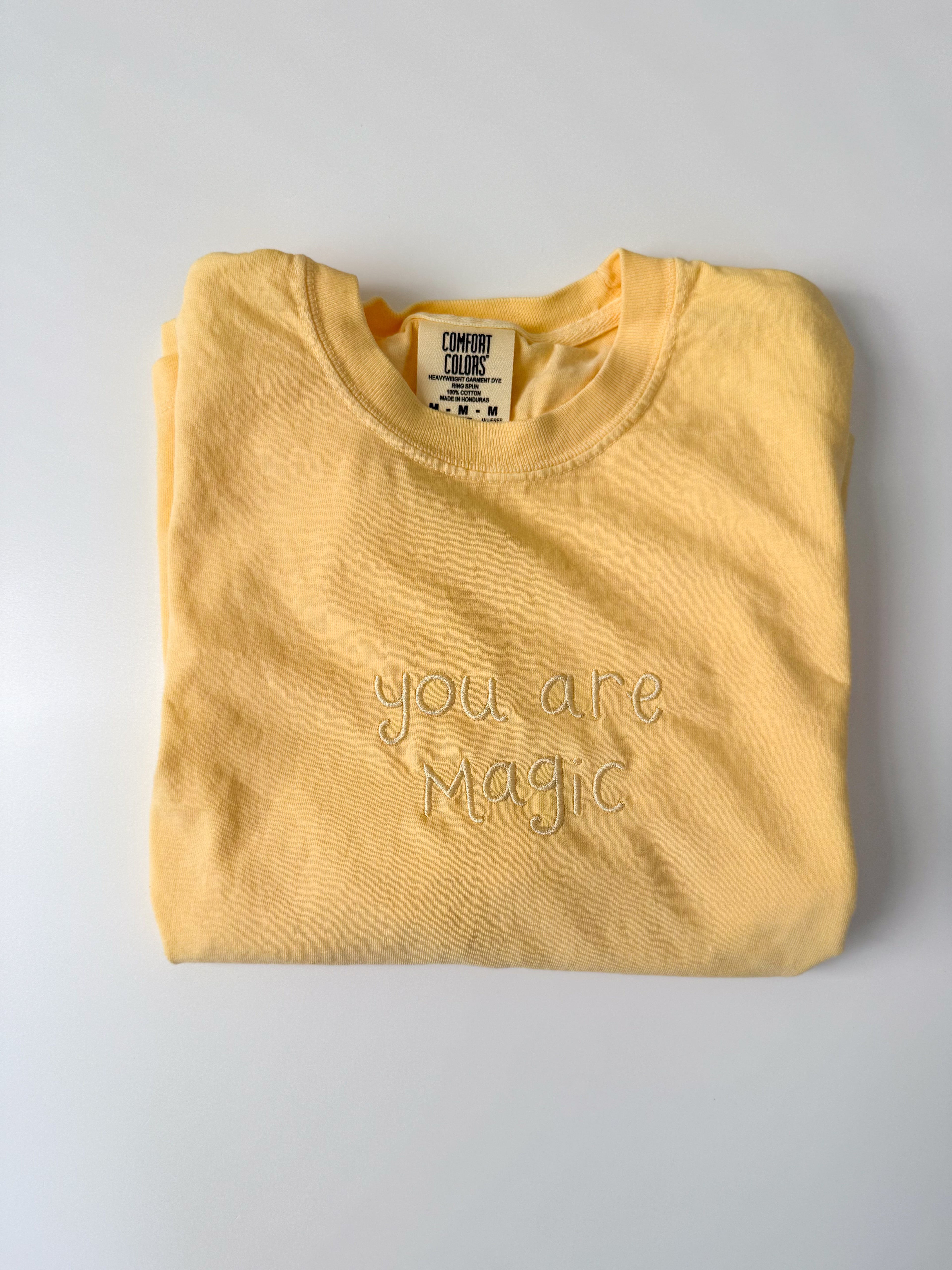 "You Are Magic" Embroidered Boxy Butter Yellow Women's Tee