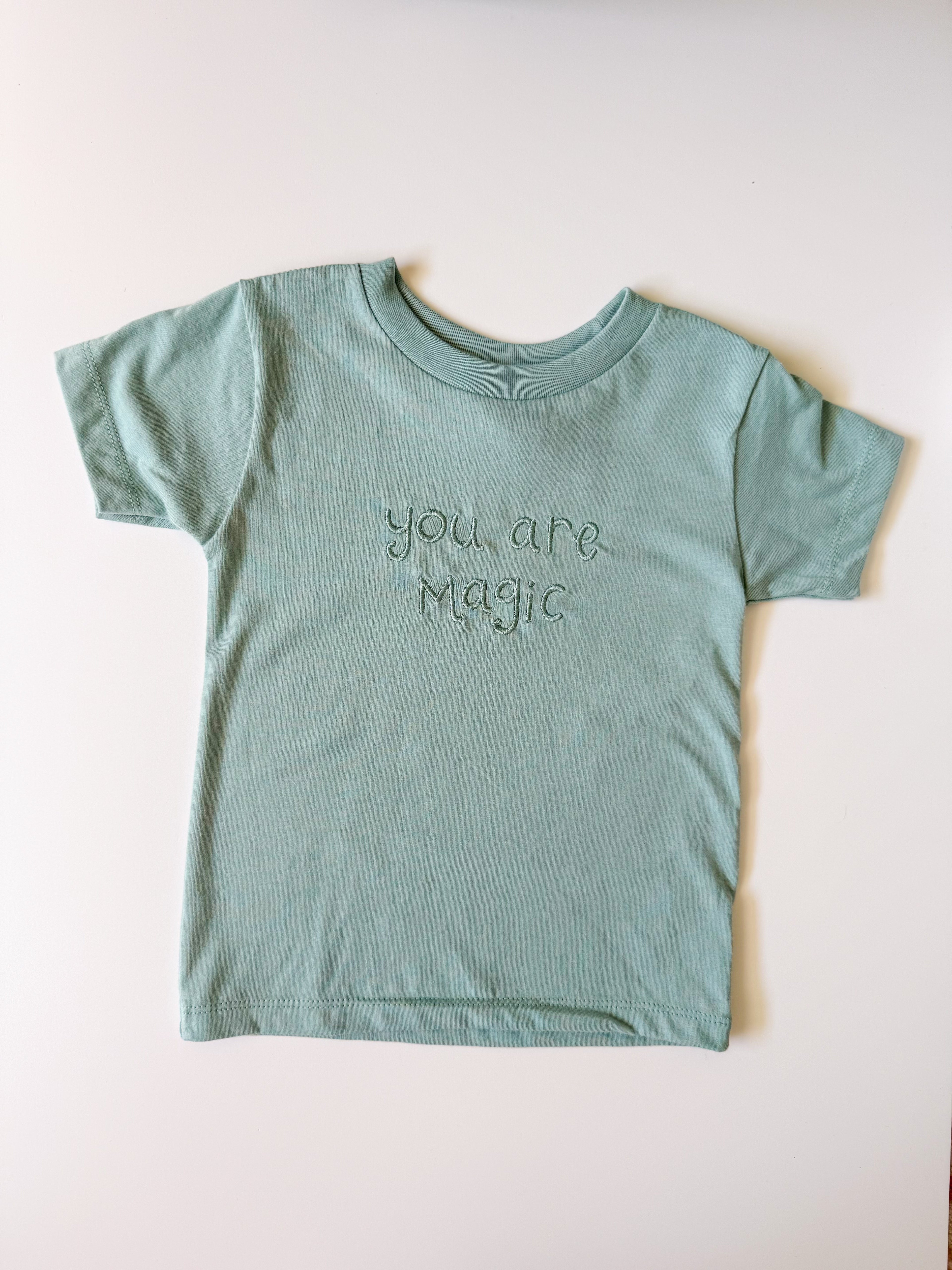 "You are Magic" Embroidered Kids Tee - Teal