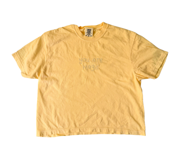 "You Are Magic" Embroidered Boxy Butter Yellow Women's Tee