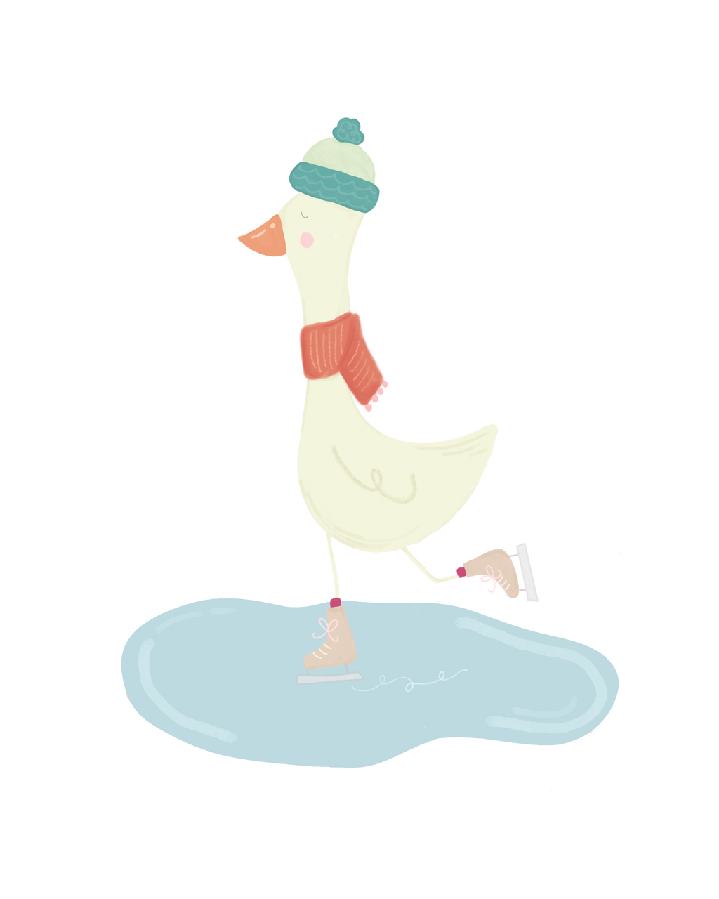 Ice Skater Goose Card